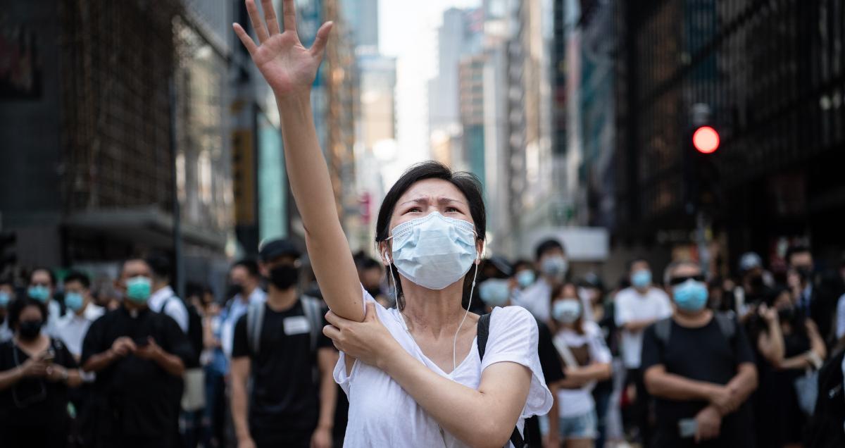 People protesting in China