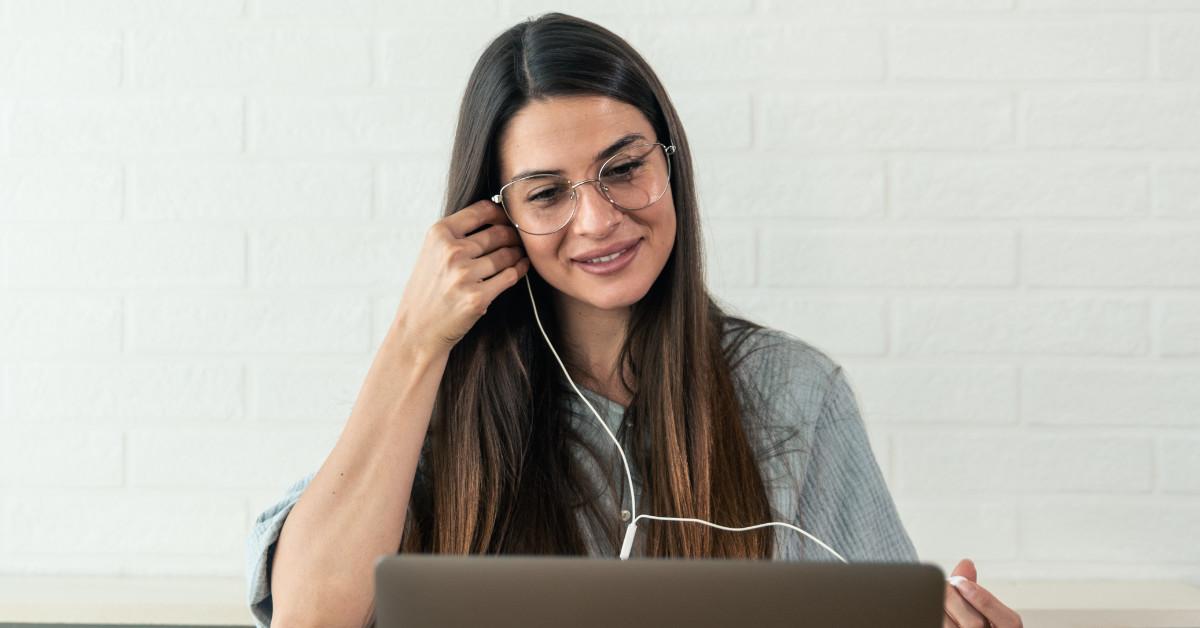 Woman on video call on laptop