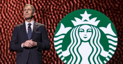 Howard Schultz and the Starbucks logo