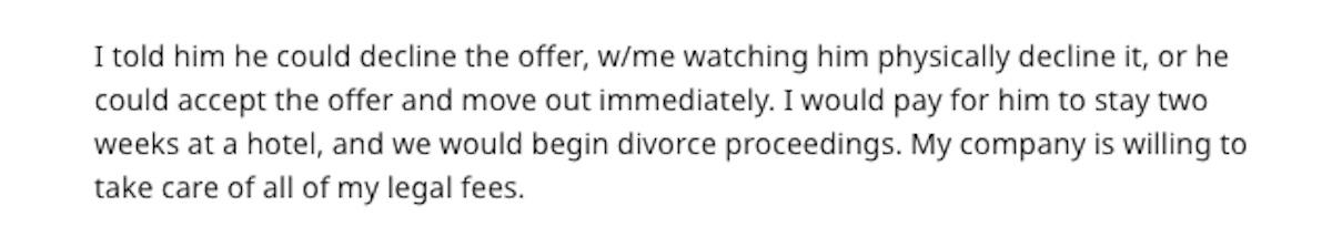 woman asks husband turn down job