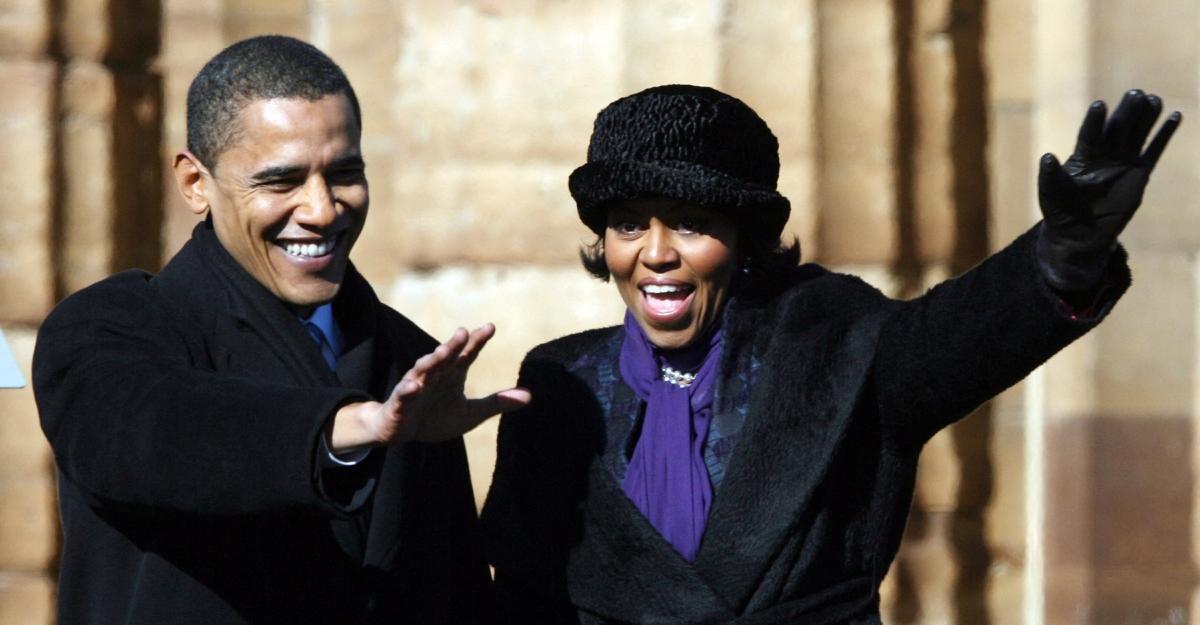 The Obamas when Obama announced running for President
