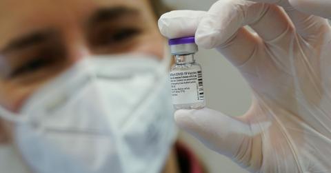 A doctor with Pfizer's COVID-19 vaccine