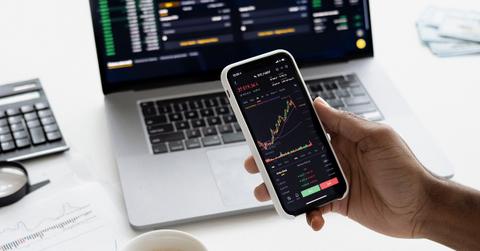 Person looking at data on a smartphone