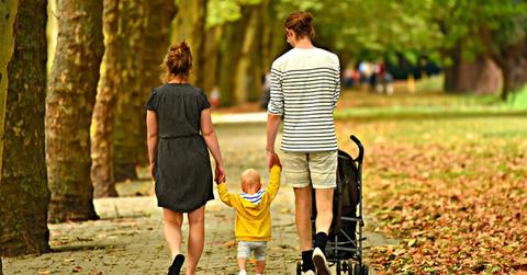 A family walking in a park
