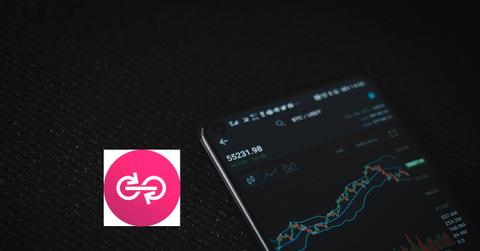 Crypto price chart displayed on a smartphone