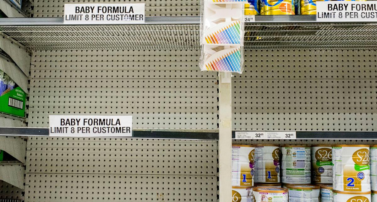 Empty shelves as baby formula is out of stock