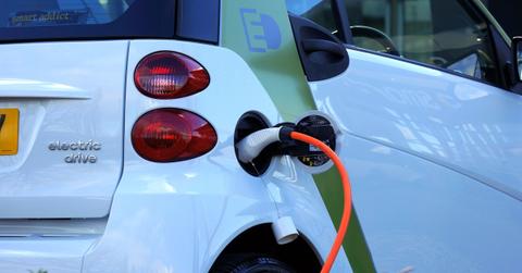 Electric car getting charged