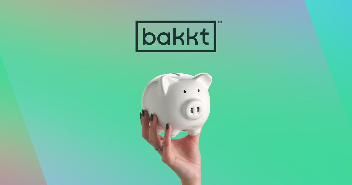 Bakkt logo and a piggy bank