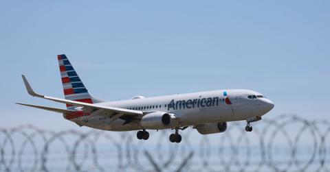 An American Airline plane coming in for a landing