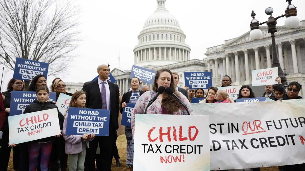 A press briefing about extending child tax credits