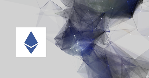 Ethereum logo over abstact blue and black design