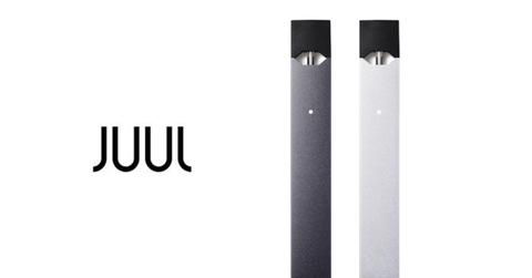 Juul logo and e-cigarettes