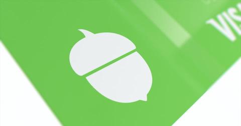 Acorns logo on a Visa card