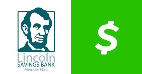 Lincoln Savings Bank and Cash App logos