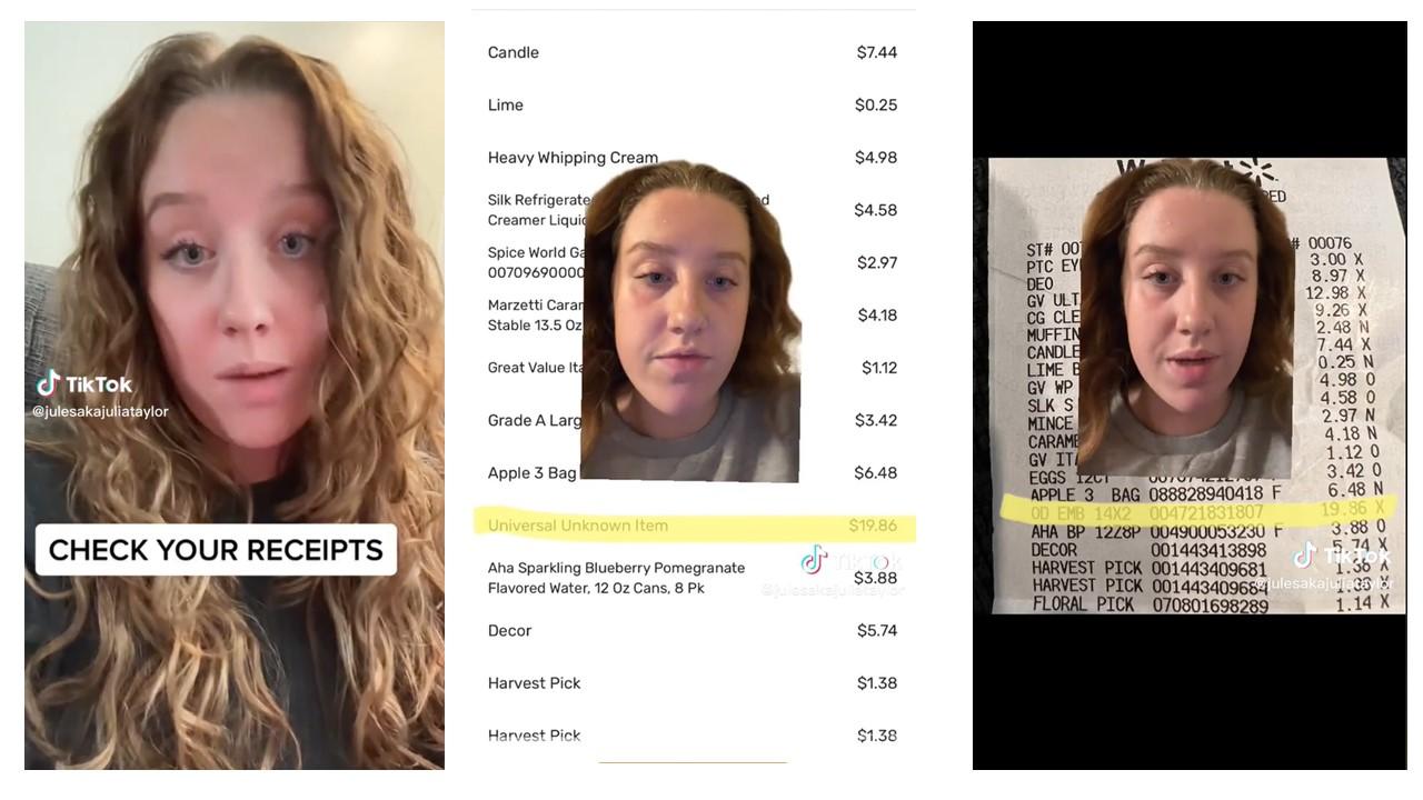 TikToker @julesakajuliataylor warned about the Walmart receipt scam