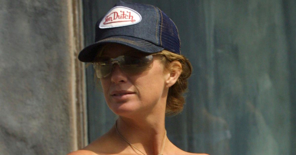 Rachel Hunter wearing a Von Dutch trucker hat