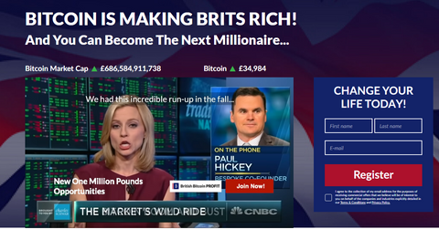 Screenshot about British Bitcoin Profit