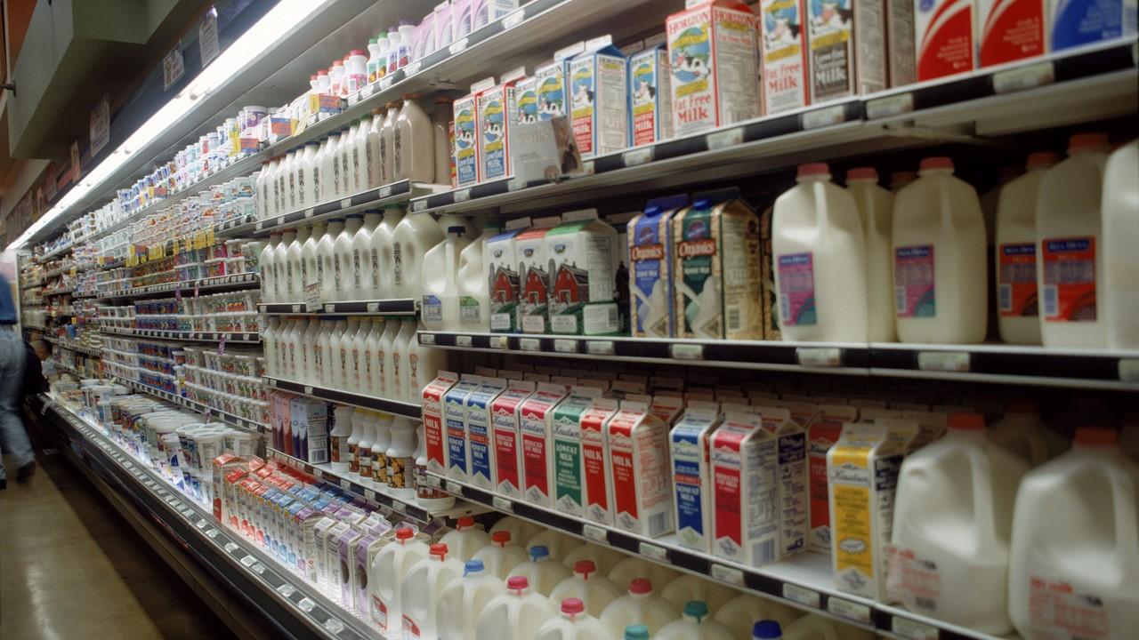 Milk at a grocery store