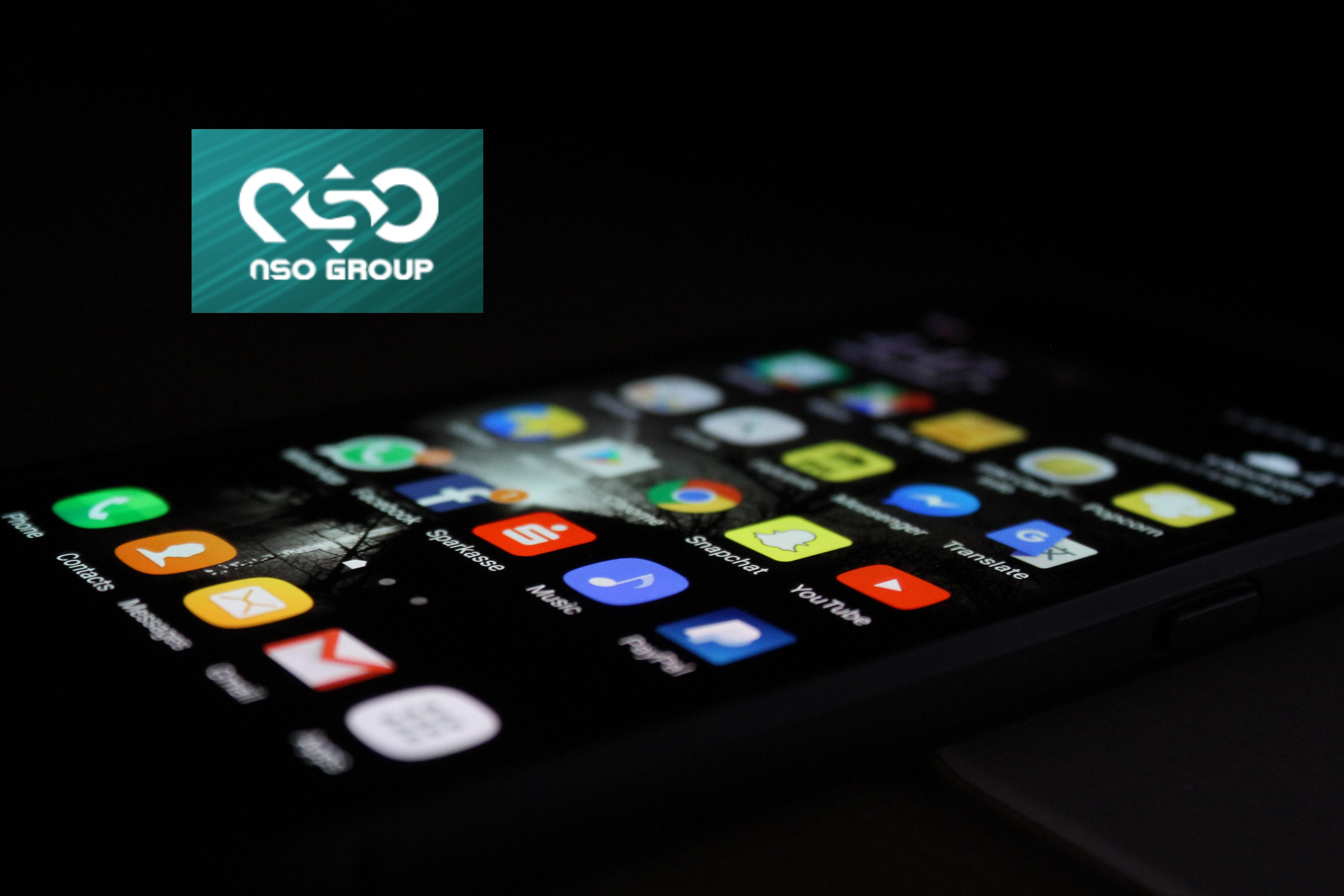 NSO Group logo over image of smartphone