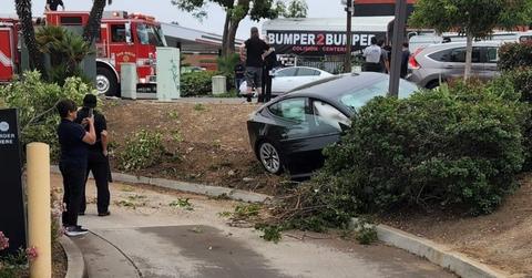 Tesla vehicle crashed into bush