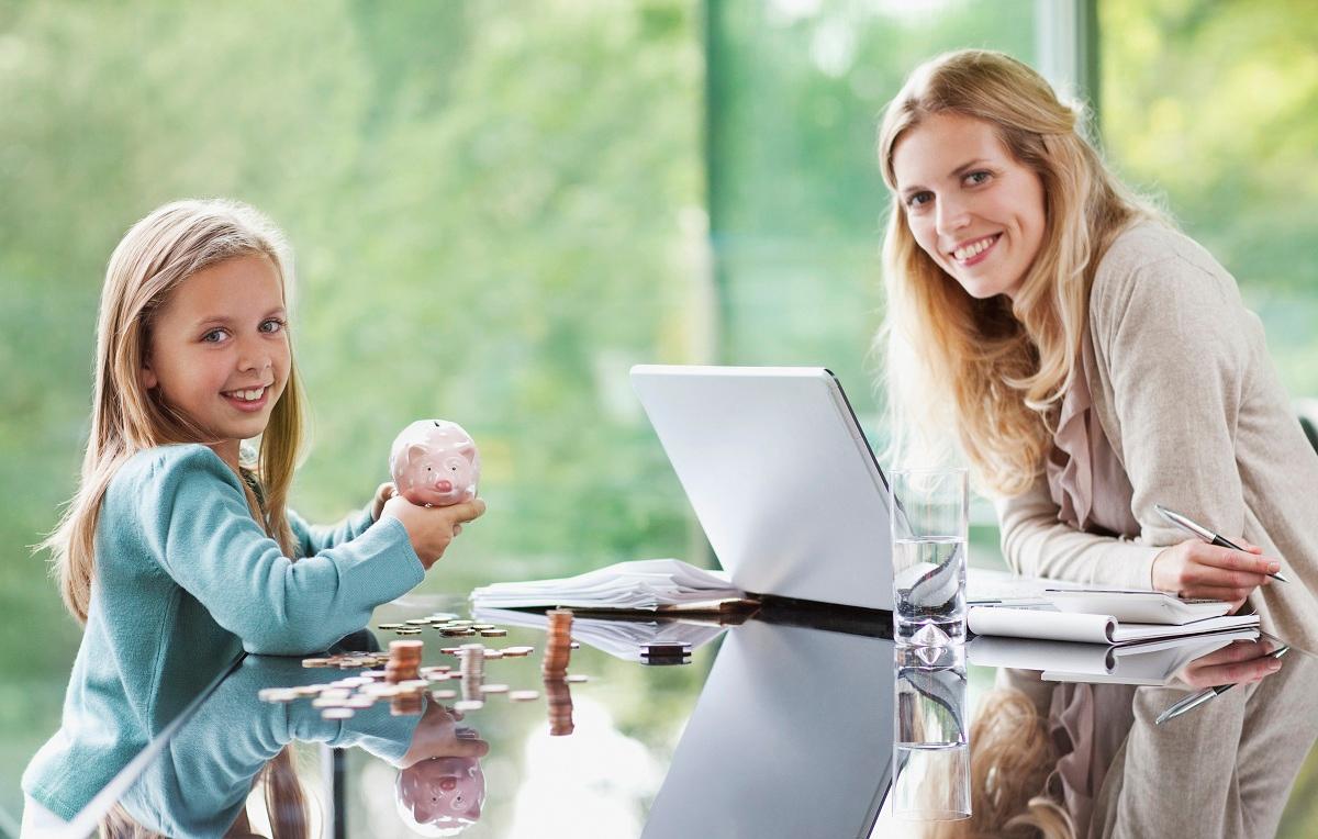 A mother and daughter discussing finances