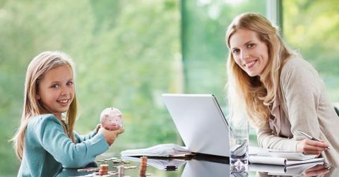 A mother and daughter discussing finances