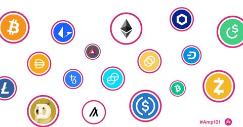 Amp crypto logo and other altcoin logos