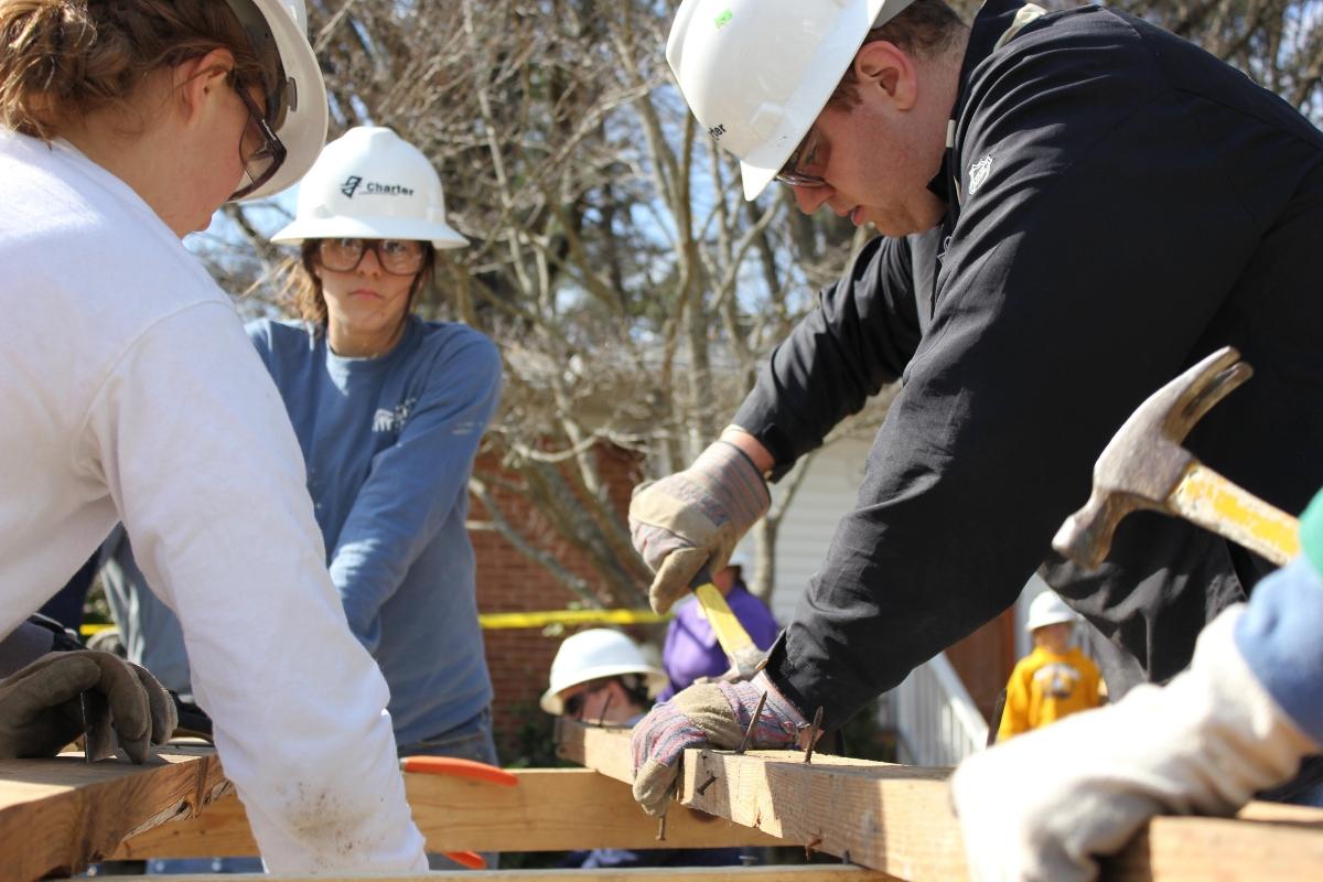 People taking part in community service