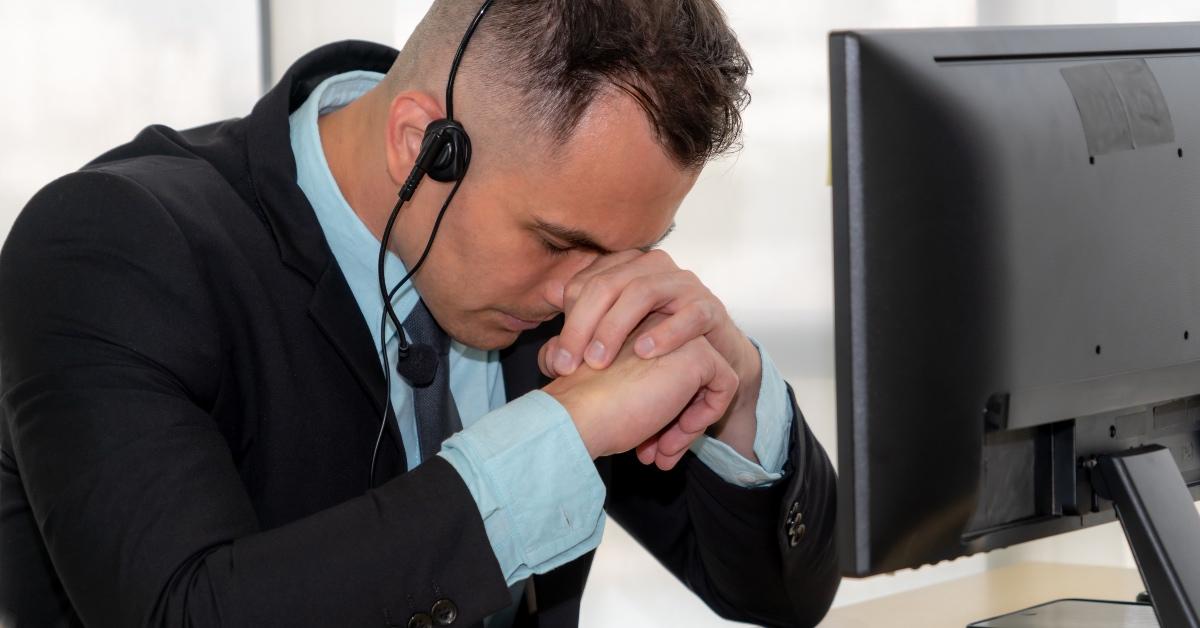 unhappy call center employee