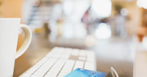 Credit card on a keyboard