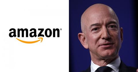 Amazon logo and Jeff Bezos