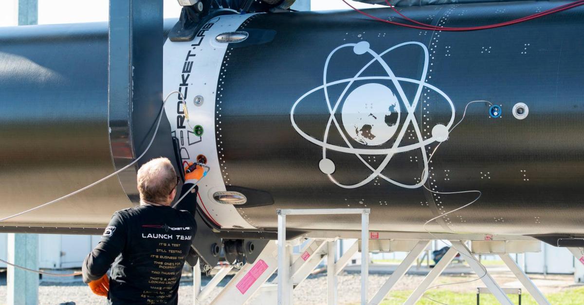 Man working on a Rocket Lab rocket