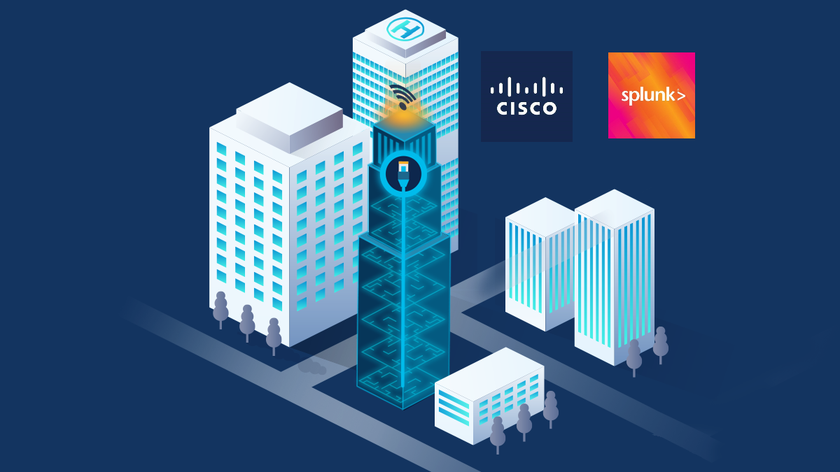 Cisco and Splunk logos over illustration