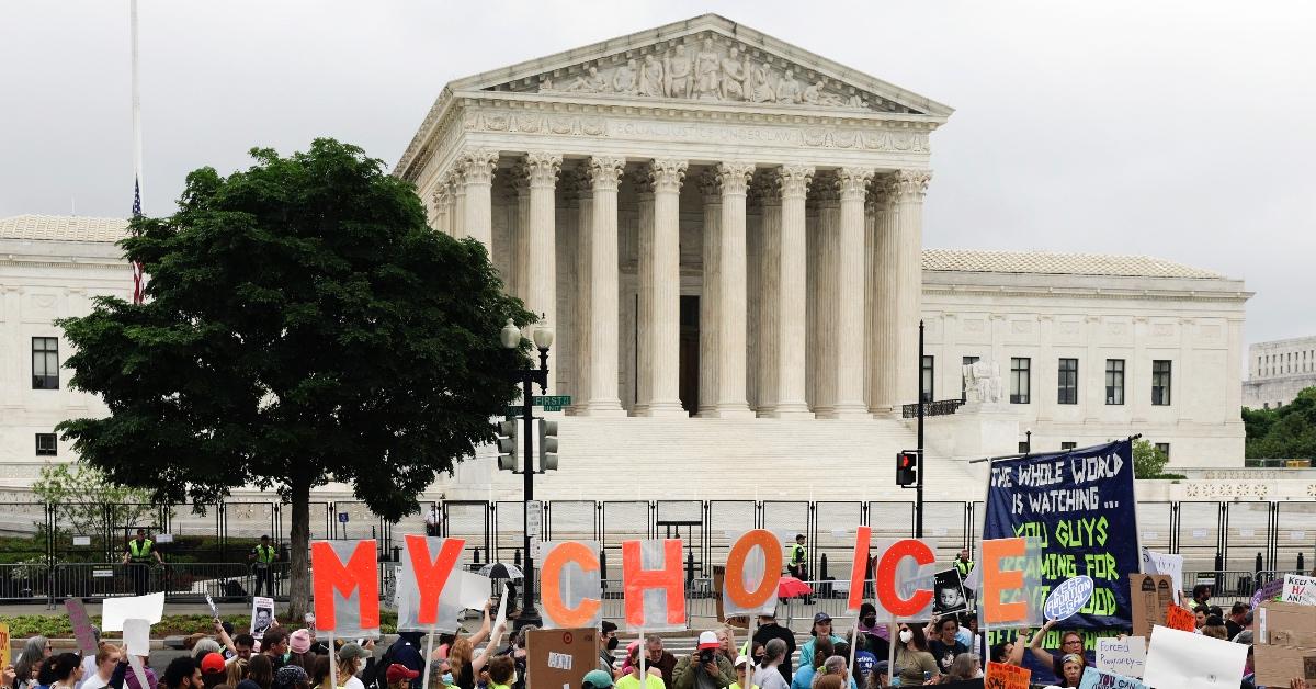 Pro-abortion protests in front of Supreme Court building