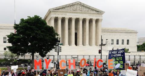 Pro-abortion protests in front of Supreme Court building