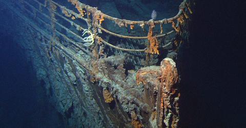 The bow of the RMS Titanic on the floor of the North Atlantic.