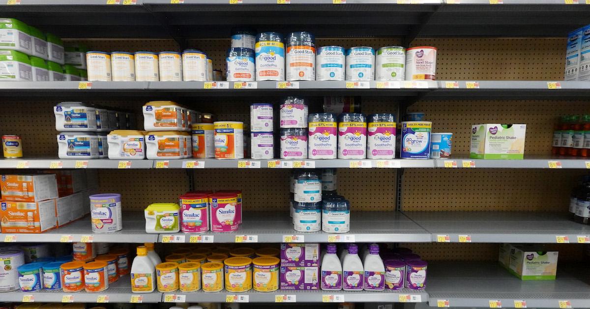 Baby formula on store shelves