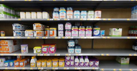 Baby formula on store shelves