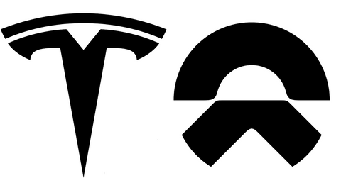 Tesla and NIO logos