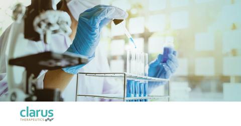 Clarus Therapeutics scientist and logo