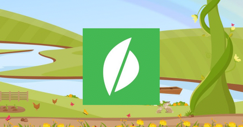 Beanstalk Farms logo over beanstalk illustration