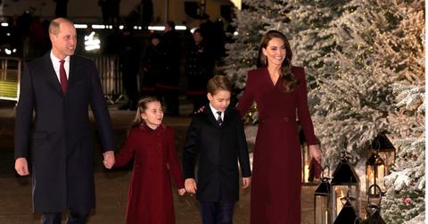 William, Kate, and two of their children in December 2022
