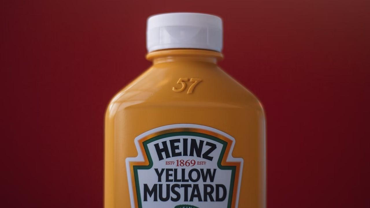 A bottle of Heinz mustard