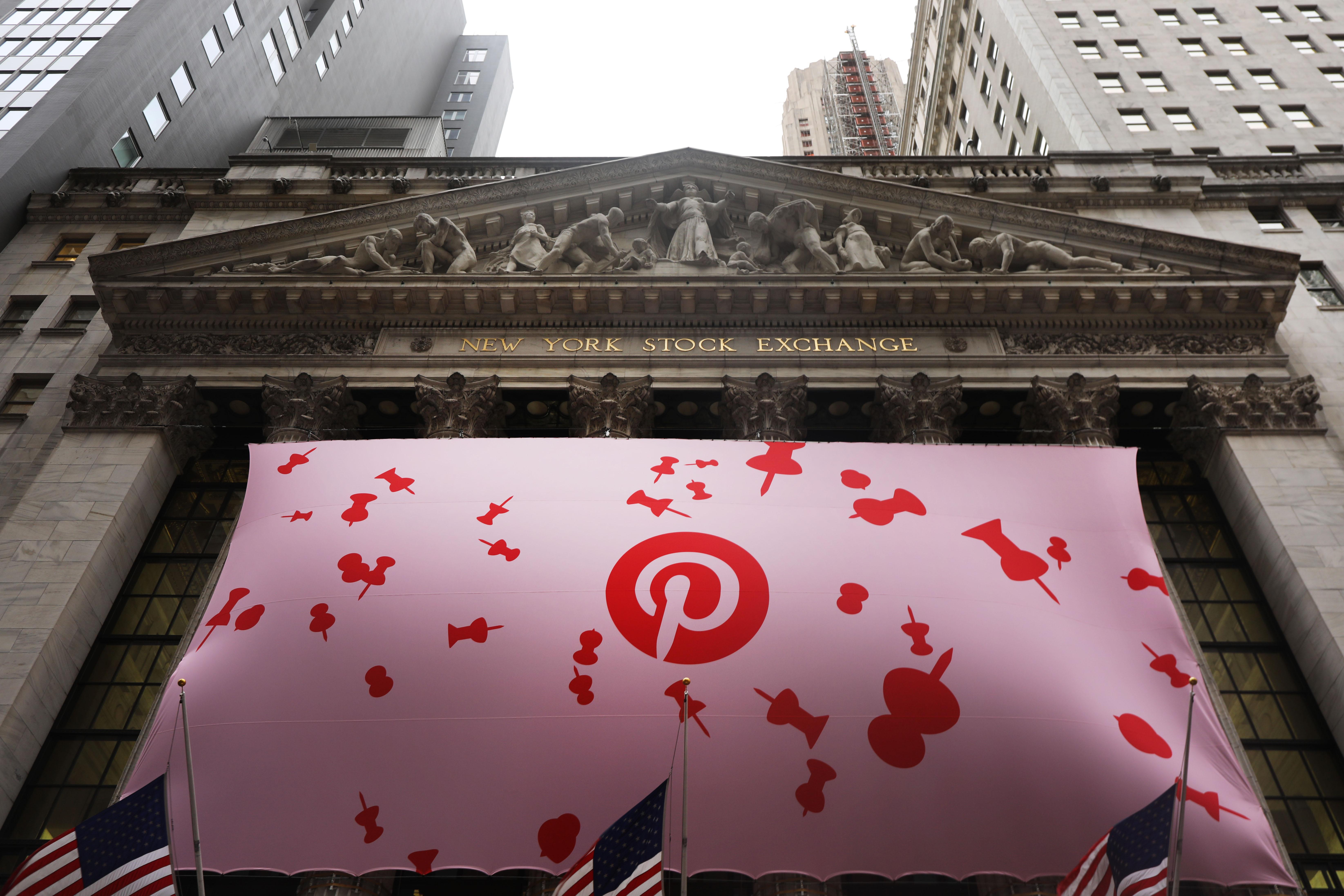 Pinterest banner on wall street