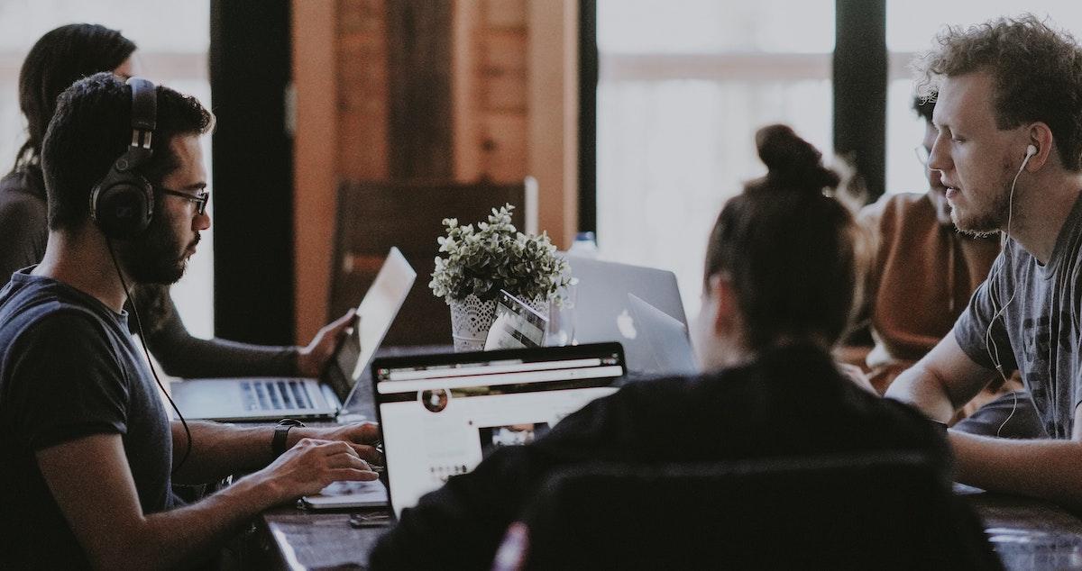 staff coworking at startup office