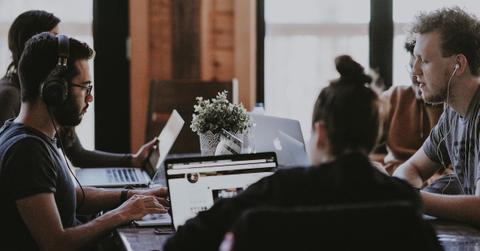 staff coworking at startup office