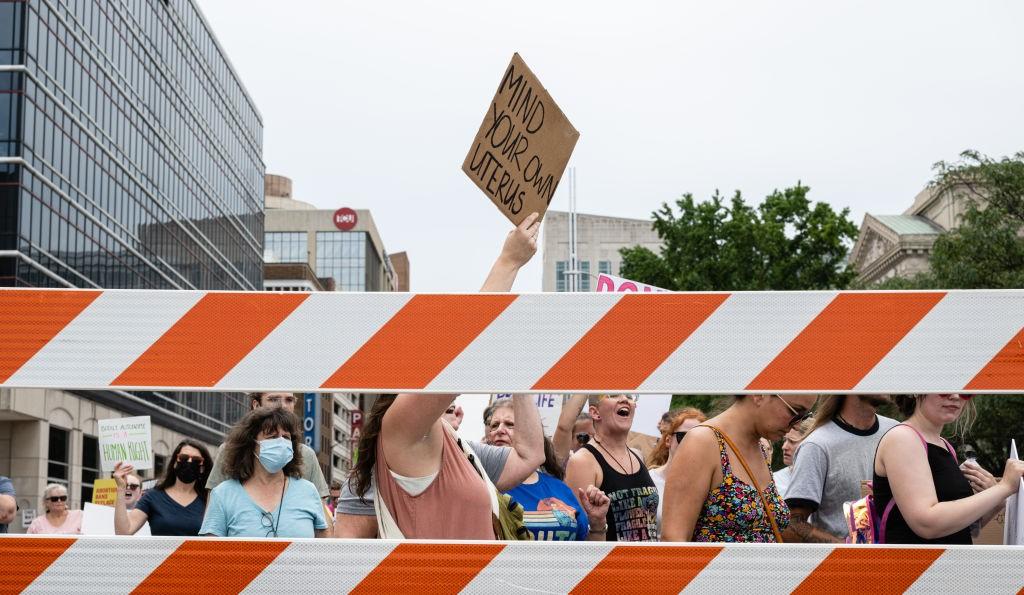 People at an abortion protest