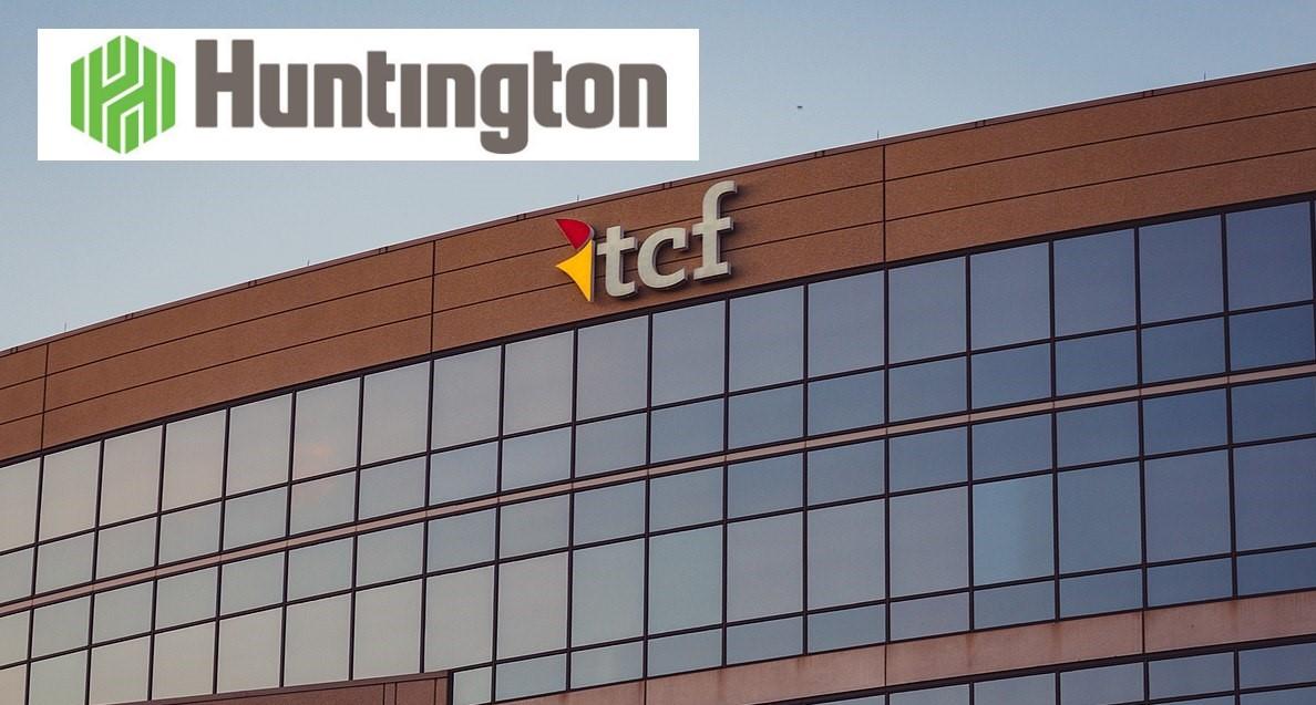 Huntington logo over TCF corporate office