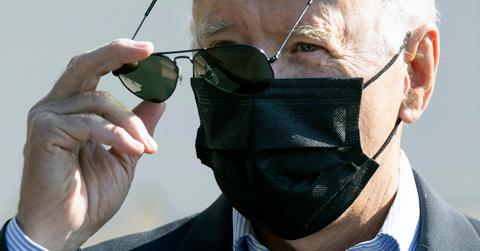President Biden wearing mask and sunglasses