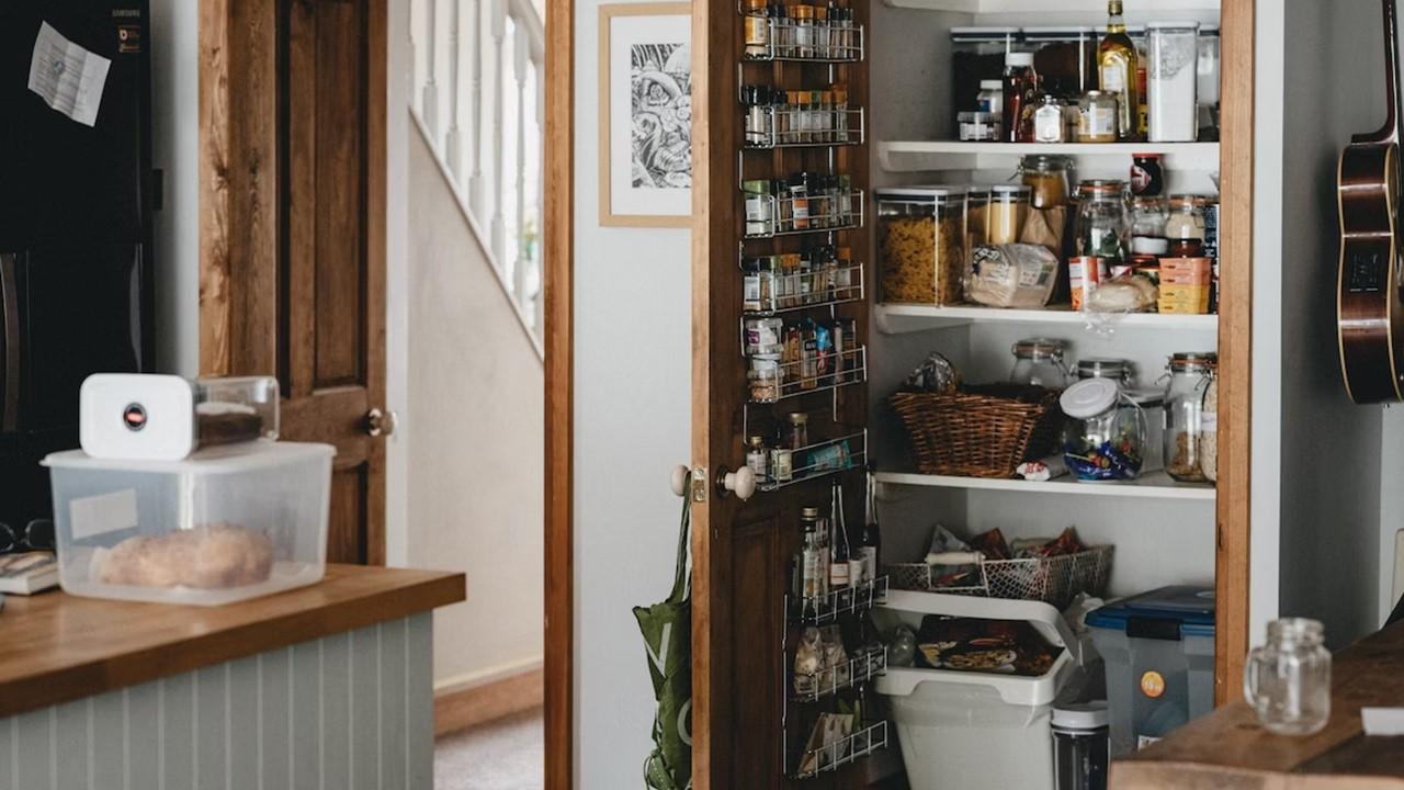 A pantry in a kitchen